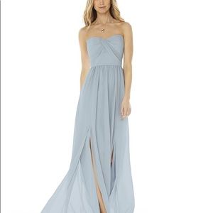 Strapless Georgette A-Line Gown Blue Mist